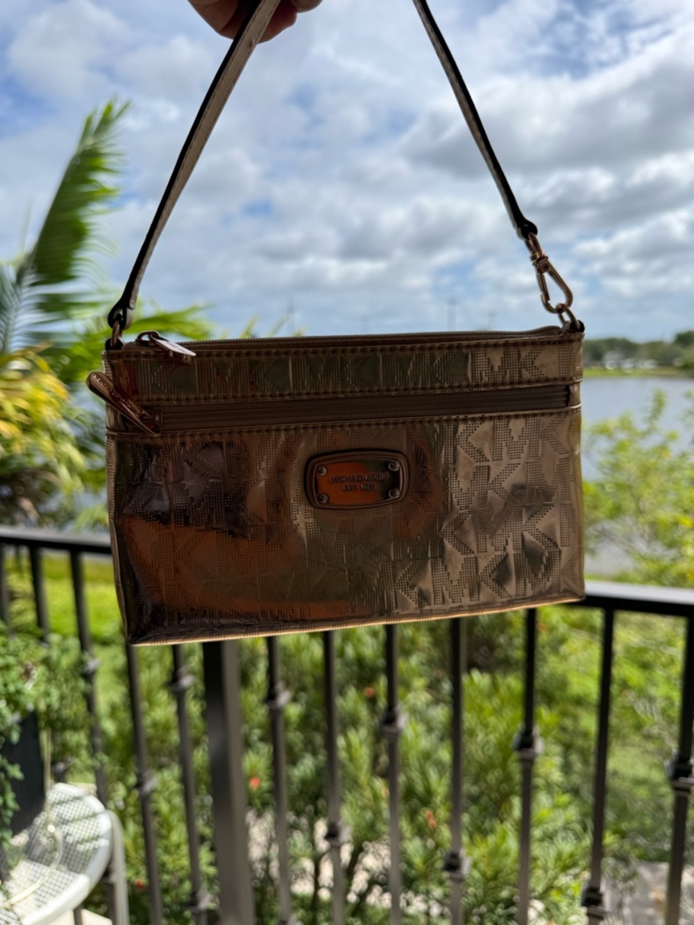 Michael Kors Metallic Bronze Logo Wristlet